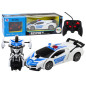 Bil RC-polisbil 2 i 1 Bilrobot Ljud Ljus