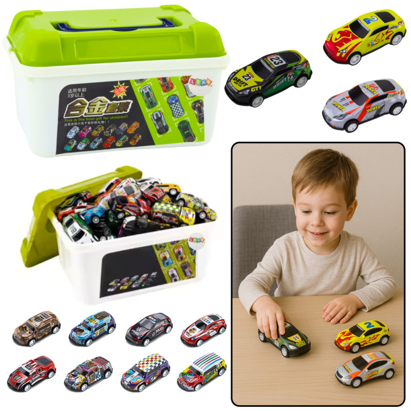 Biluppsättning i Låda Kista 50 Bilar