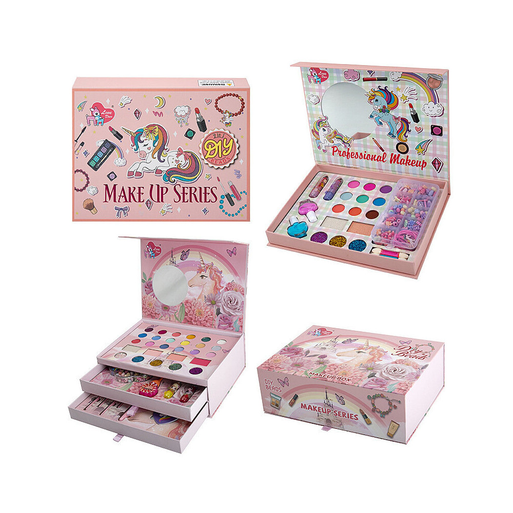 Set 3-i-1 för Nagelmakeup Smycken Smyckeskrin Rosa