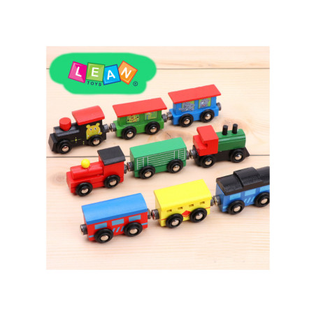 Träset Trä Tåg Locomotives På Magnet 12 St.