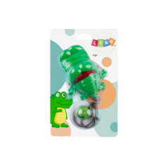 Nyckelring med en gnagande krokodil liten klocka Grön