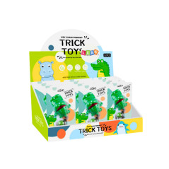 Nyckelring med en gnagande krokodil liten klocka Grön