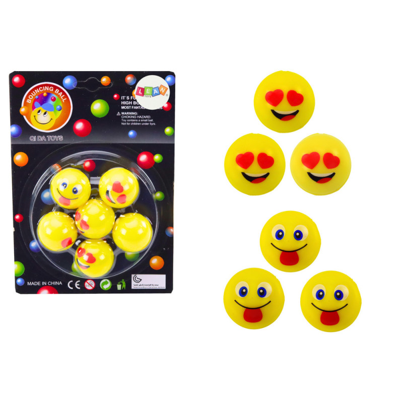 Set med Gummibollar Emoji Gula 6 st