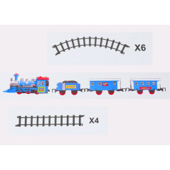 Set Tåg 3 Vagnar På Batteri Spår Ljus- och Ljudeffekter