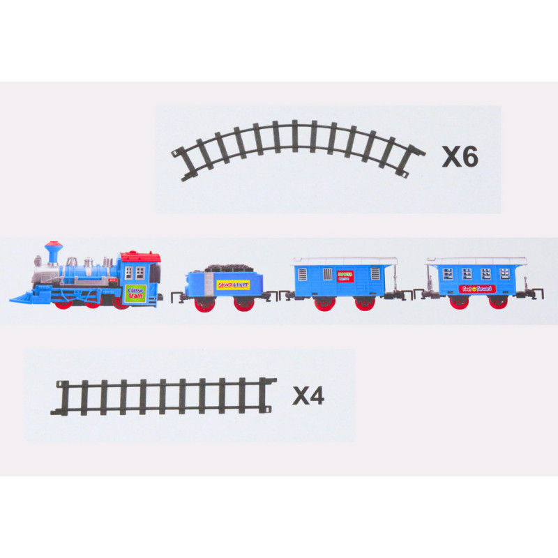 Set Tåg 3 Vagnar På Batteri Spår Ljus- och Ljudeffekter