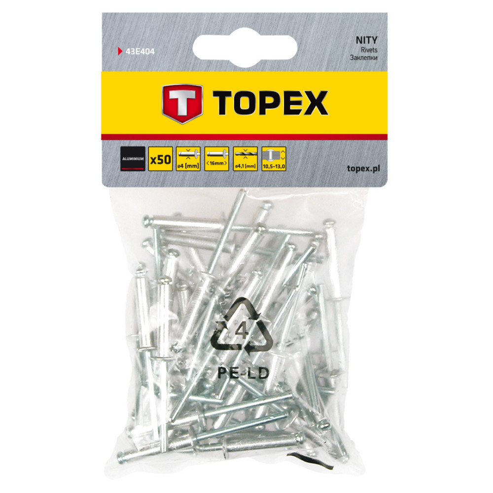 Aluminiumnitar 4,0 x 16 mm, 50 st. Aluminiumnitar 4,0 x 16 mm, 50 st.