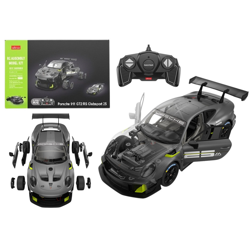 Konstruktionsklossar RC-bil Rastar 1:18 Porsche 911 GT2 Grå 68 Delar