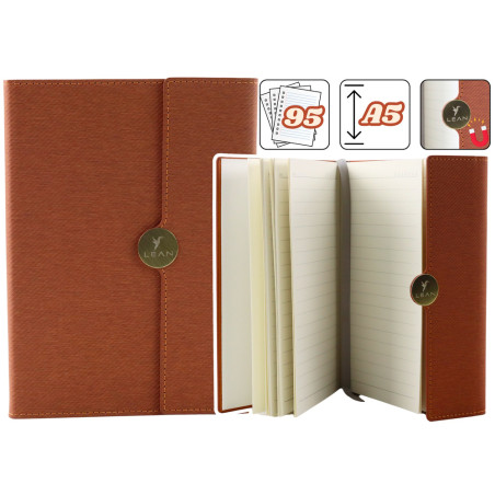 Anteckningar Kontorsmagnet Anteckningsbok A5 Linjerad Med Brunt Omslag