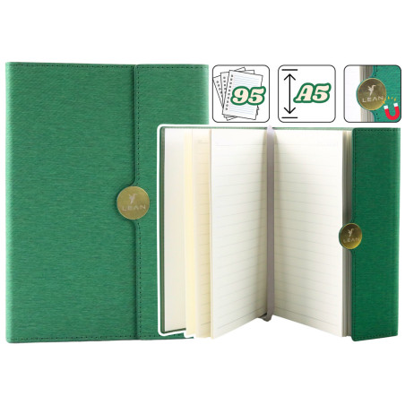 Anteckningar Kontorsmagnet Anteckningsbok A5 Linjerad med Grön Fodral