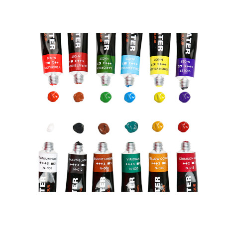 Set av akrylfärger i tub 12 färger