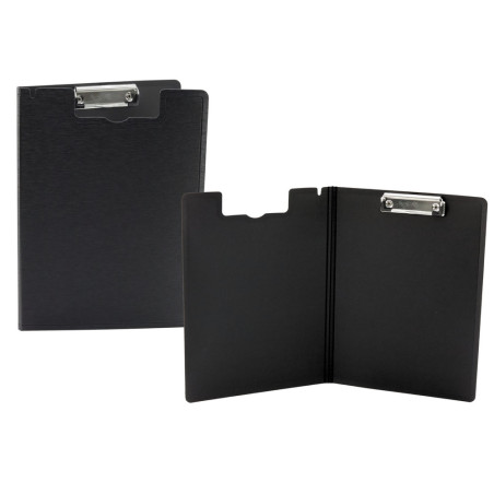 Underlägg med klämma och fjäder med omslag för A4-dokument Svart