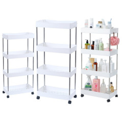 Mobil hylla med 4 hyllor i vitt på hjul