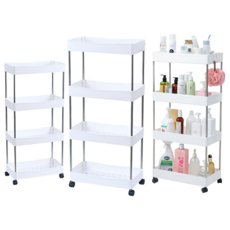 Mobil hylla med 4 hyllor i vitt på hjul