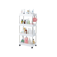 Mobil hylla med 4 hyllor i vitt på hjul