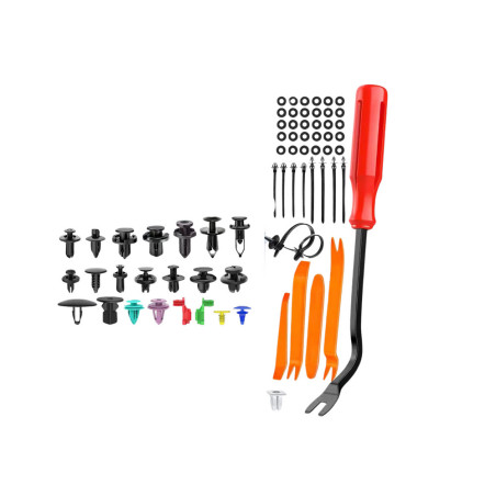 Setet med bilsäkerhetsnålar i en organizer 23 storlekar 680 delar