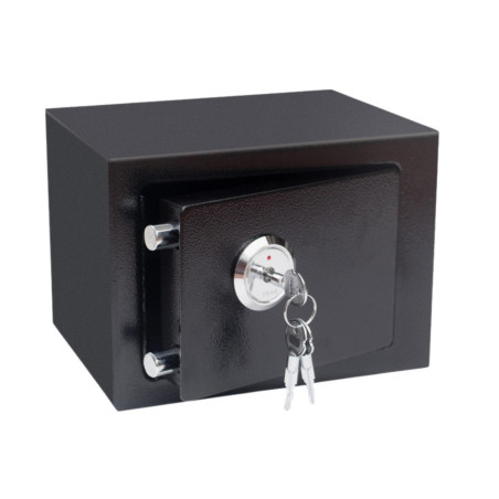 Hemkassaförvaring med nyckel, svart stål, 23x17x17 cm.