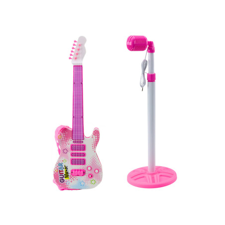 Set Elgitarr Stativ med Mikrofon Batteridriven Rosa