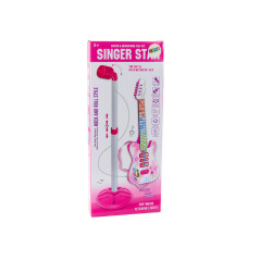 Set Elgitarr Stativ med Mikrofon Batteridriven Rosa | HandlaSmidigt.se