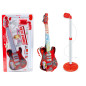Set Elgitarr Stativ med Mikrofon Batteridriven Röd