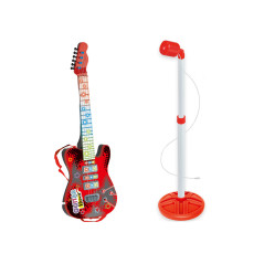 Set Elgitarr Stativ med Mikrofon Batteridriven Röd
