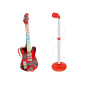 Set Elgitarr Stativ med Mikrofon Batteridriven Röd