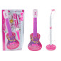 Set Elgitarr Stativ med Mikrofon Batteridriven Rosa