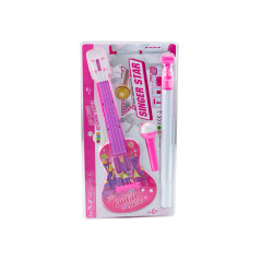 Set Elgitarr Stativ med Mikrofon Batteridriven Rosa | HandlaSmidigt.se