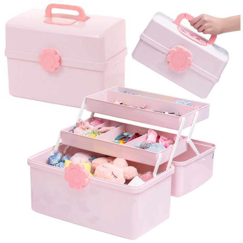 Organisatör Låda för Smycken, Kosmetika och Tillbehör i Rosa 29x16x16cm