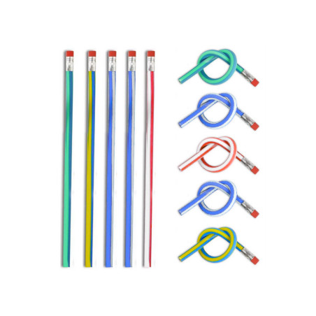 Flexibel Böjbar Blyertspenna med Mjuk Gummisudd 5 Stycken 30cm