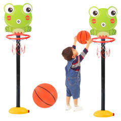 Korg för basketlek justerbar groda grön 110cm