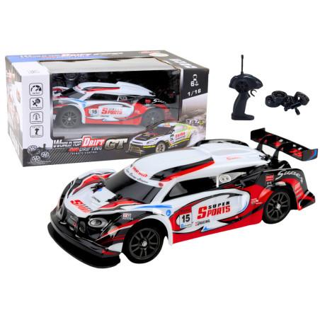 RC Racing Car 1:16 Drift med Utbytbara Hjul i Vit-Rött