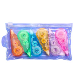 Korrekturbandset i färgat förpackning med dragkedja, 6 stycken