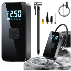 Elektrisk Mini Kompressor Portabel LED Ficklampa 3 Munstycken