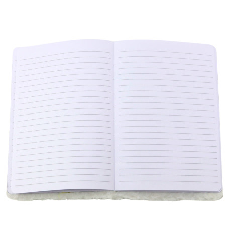 Mjuk anteckningsbok i linjer med silverfågel och vit glitter