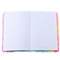 Mjuk anteckningsbok med linjer och 3D-färgglad enhörning