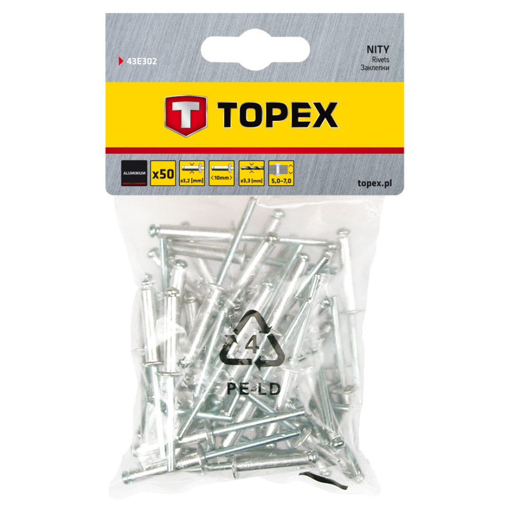 Aluminiumnitar 3,2 x 10 mm, 50 st. Aluminiumnitar 3,2 x 10 mm, 50 st.