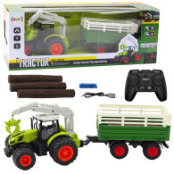 Jordbruks traktor med släpvagn och fjärrstyrd gripklo RC 2.4G