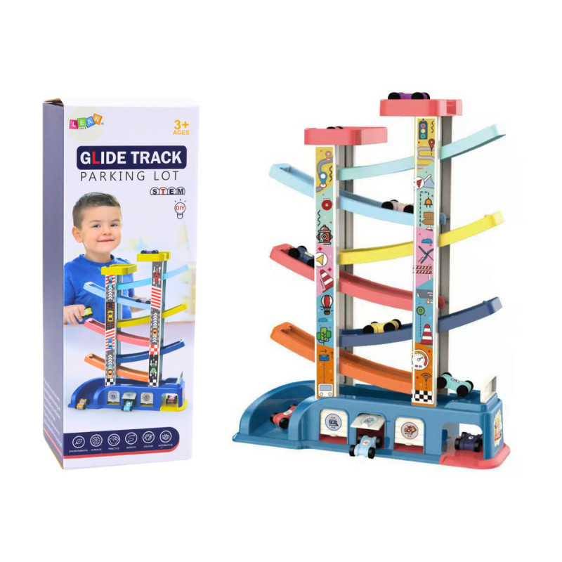 Rutschbana för Färgglada Bilar med 6 Bilar