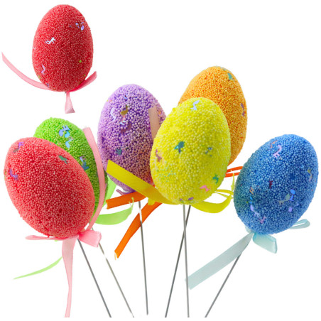 Påskägg på en pinne Färgglada noter Band Dekoration 6 stycken