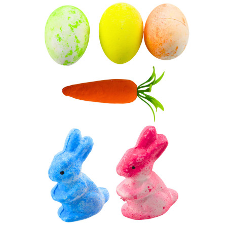 Påskdekorationer i korgen Kaniner Ägg Morot 6 st