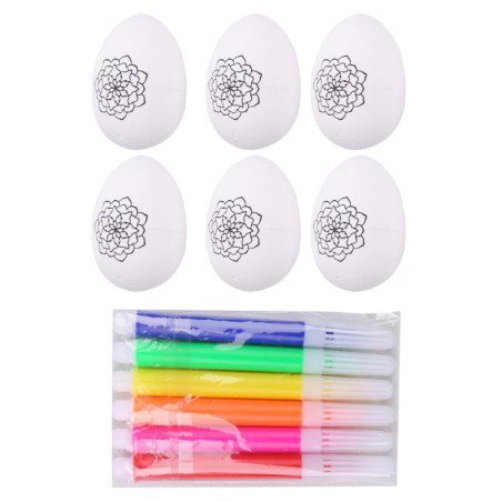 Påskägg i styropor att måla med färgpennor, blomstermönster, 6 stycken