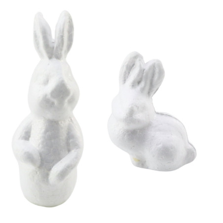 Målningsset för att dekorera styrofoamfigurer med 4 kaniner, färger och pensel