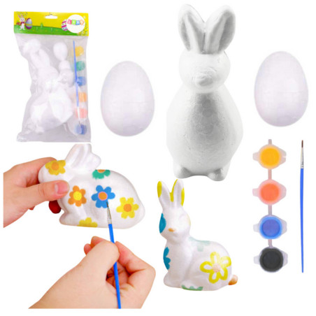 Set för att måla styropor dekorationer Kanin 2 ägg Färger