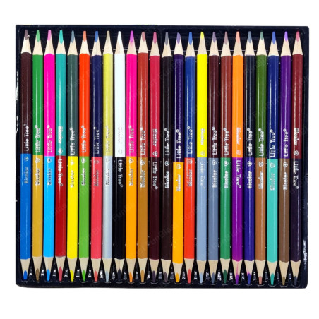 Set med dubbelsidiga trefärgade triangulära skolblyertspennor med 48 färger.