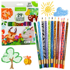 Set med 24 färgade träpennor för skolan