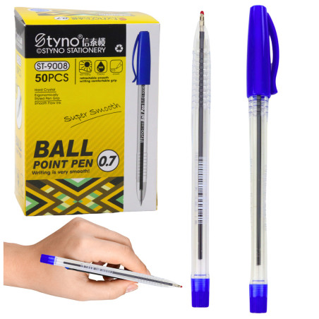 Kulspetspenna med lock Blått bläck Fyllning Spets 0,7 mm