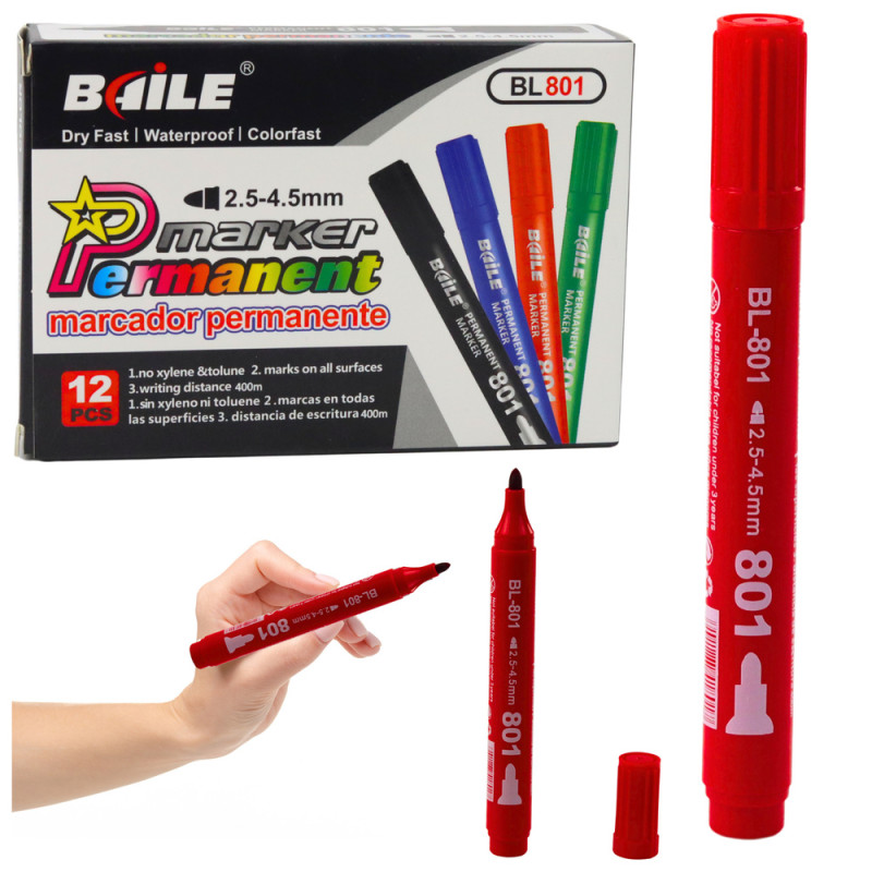 Permanent vattenfast röd marker 2,5-4,5 mm
