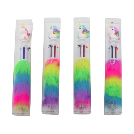 Pennskola Kontorspenna Med Päls Enhörning Flerfärgad