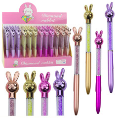 Kulpenna med Kanin Diamanter Blått Bläck 0.7mm Mix