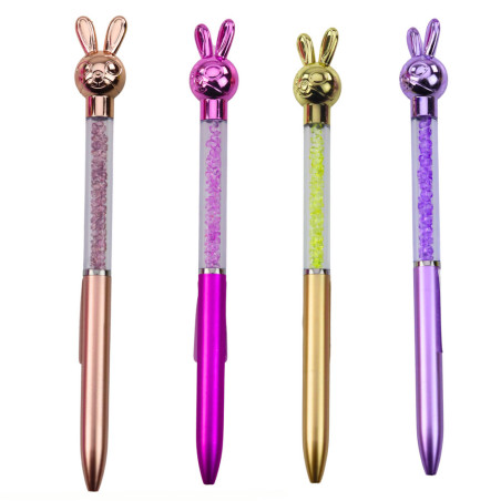 Kulpenna med Kanin Diamanter Blått Bläck 0.7mm Mix